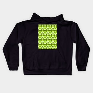 Retro Inspired D20 Dice and Color Wave Seamless Pattern - Lime Green Kids Hoodie